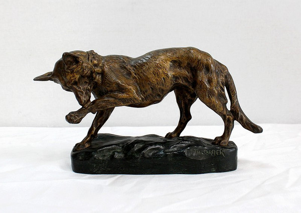 Cane da pastore tedesco" in bronzo di T-F. Cartier - Inizio XX secolo