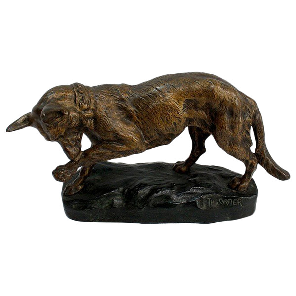 Bronze "German Shepherd Dog" by T-F. Cartier - Early 20th century