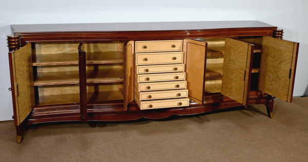 5-door sideboard in Rio rosewood, attributed to J.Leleu, Art Deco - 1940