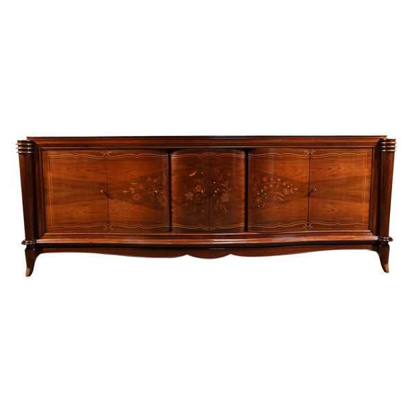 Credenza a 5 ante in palissandro di Rio, attribuita a J.Leleu, Art Déco - 1940