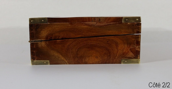 Small travel writing case in solid mahogany - 2nd part 19th century