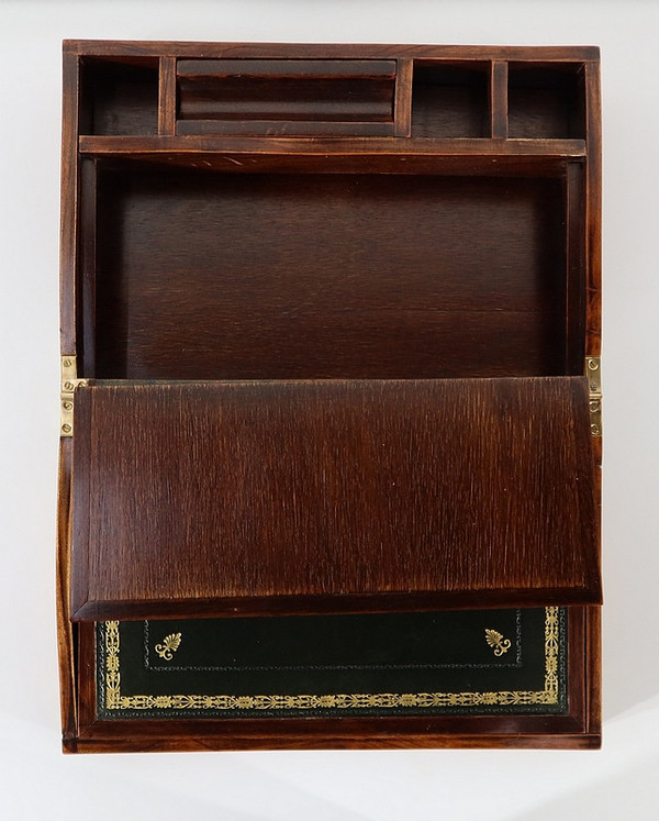 Small travel writing case in solid mahogany - 2nd part 19th century