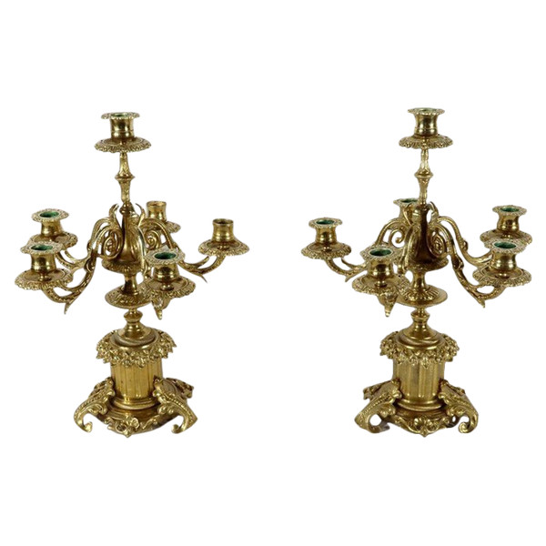 Pair of Bronze Candelabras - Late 19th century