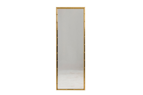 Specchio rettangolare in ottone dorato, anni '70