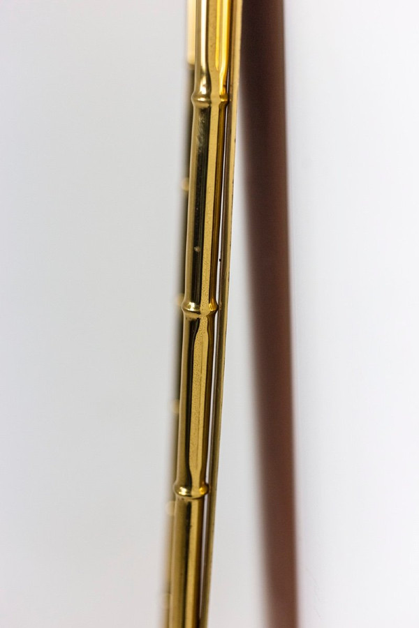 Specchio rettangolare in ottone dorato, anni '70