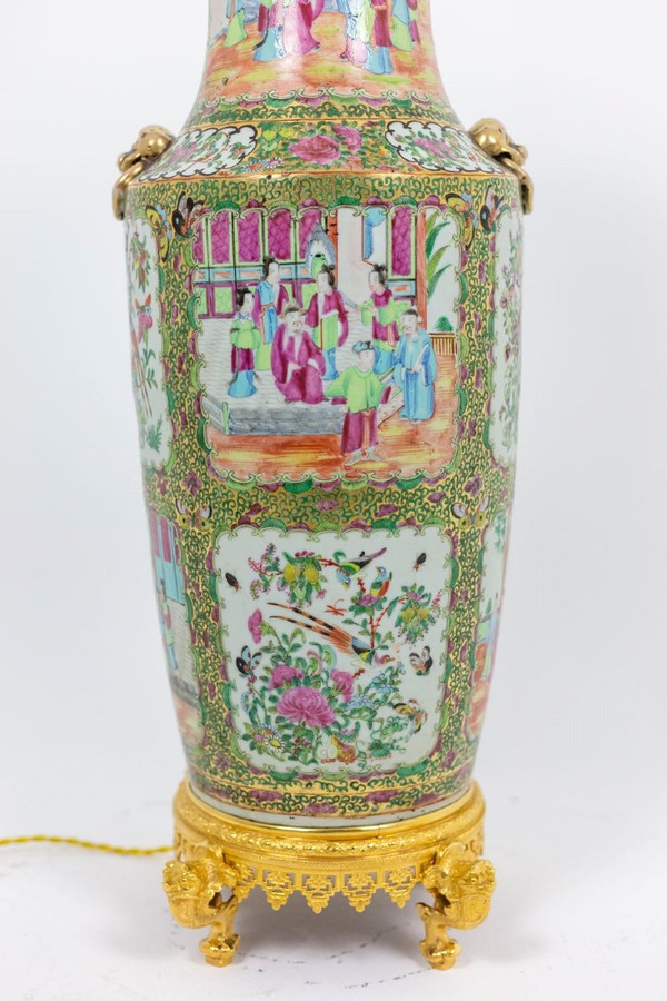 Grande lampada in porcellana di Canton, 1880 circa