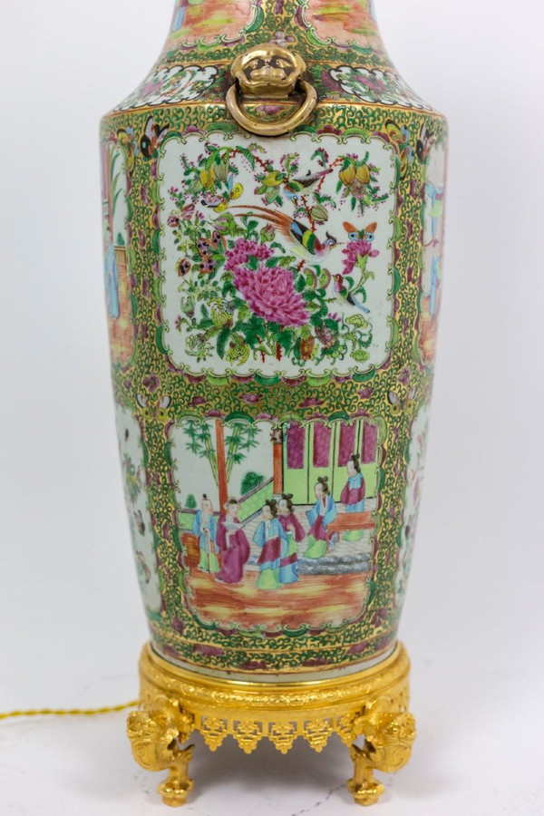 Grande lampada in porcellana di Canton, 1880 circa