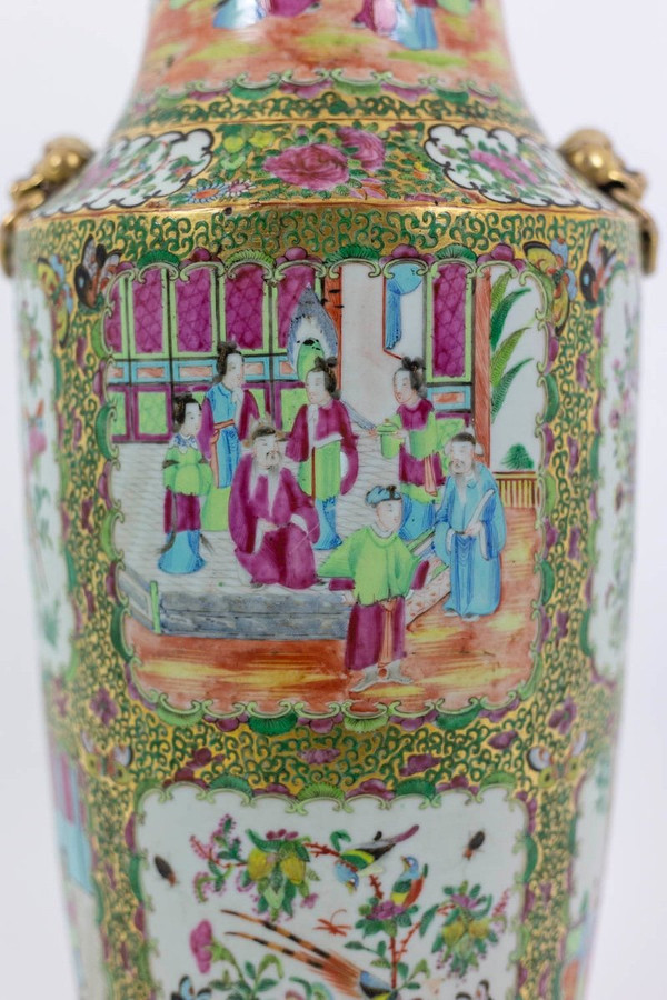 Grande lampada in porcellana di Canton, 1880 circa