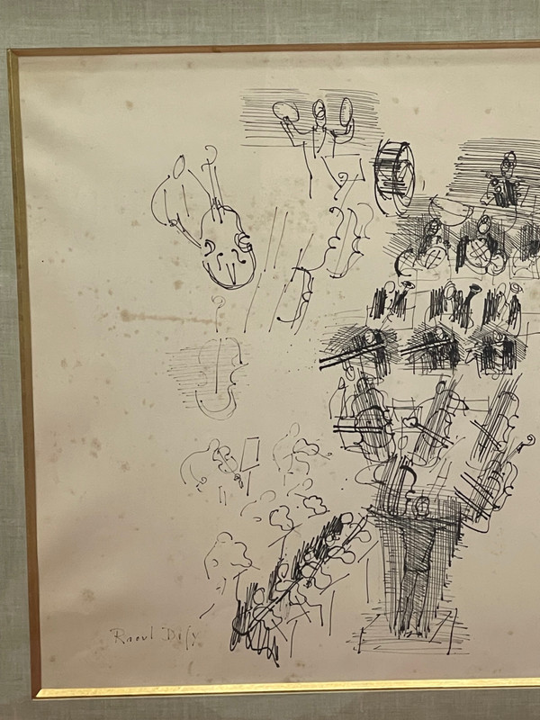 Raoul DUFY 1877-1953 L'Orchestre 1942 Tableau à l'encre