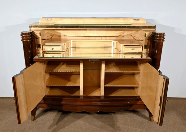 Bar a buffet in palissandro di Rio, attribuito a J.Leleu, Art Deco - 1940