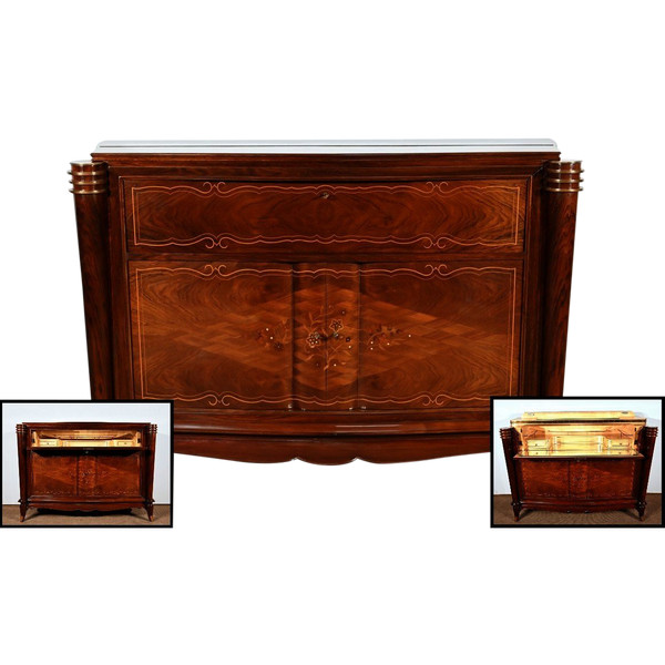 Rio rosewood buffet bar, attributed to J.Leleu, Art Deco - 1940