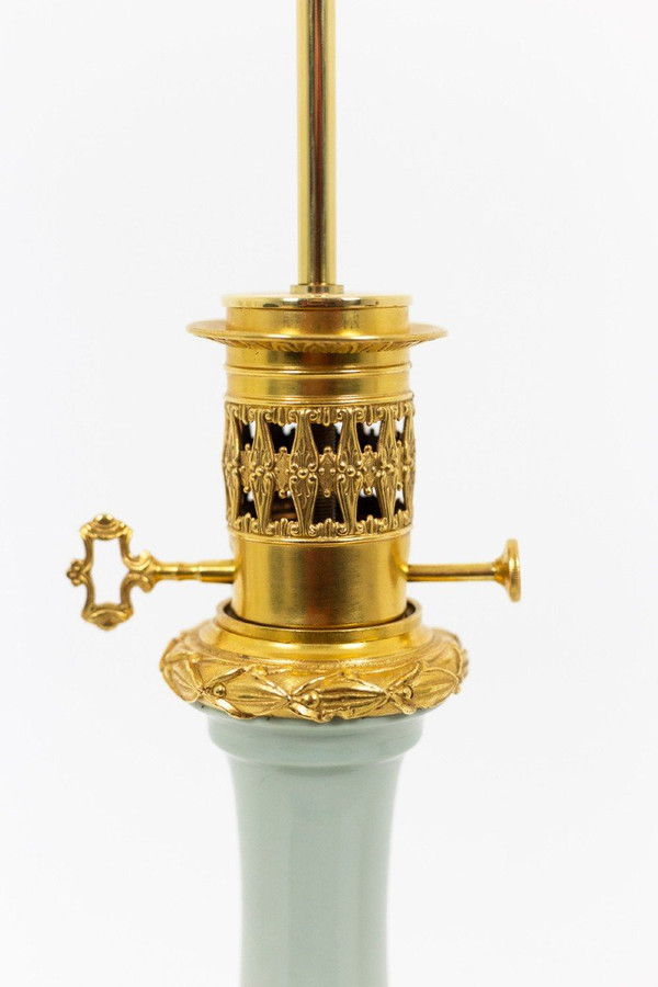 Pair Of Louis XVI Style Celadon Porcelain Lamp, Circa 1880 - Ls4364591