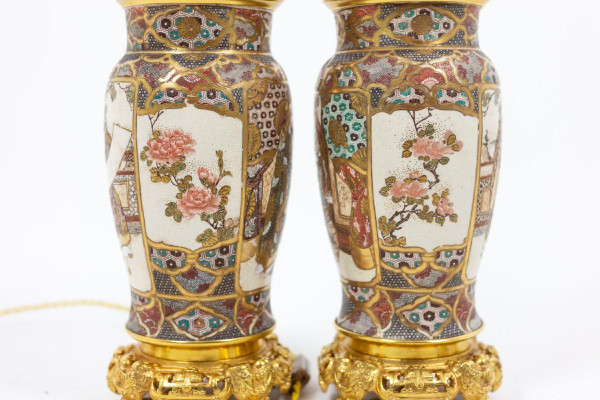 Paire De Lampes En Faïence De Satsuma, Circa 1880 - Ls43591064