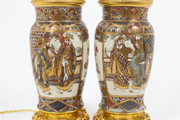 Paire De Lampes En Faïence De Satsuma, Circa 1880 - Ls43591064
