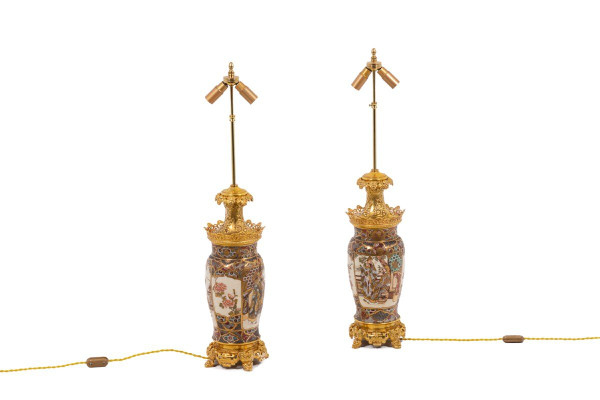 Paire De Lampes En Faïence De Satsuma, Circa 1880 - Ls43591064