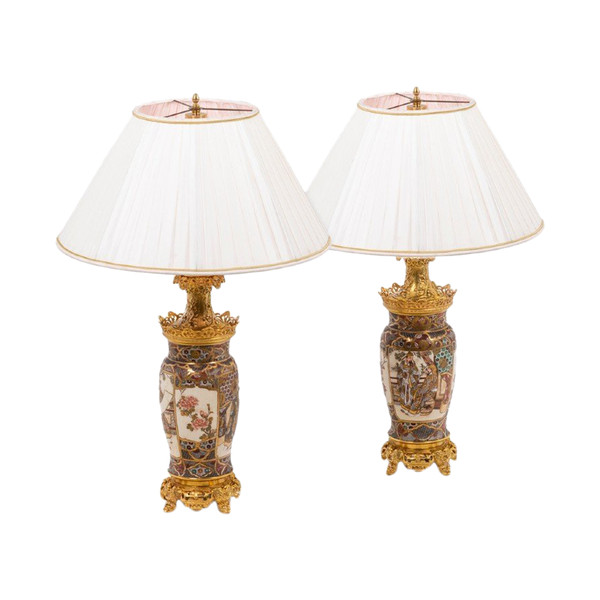Paire De Lampes En Faïence De Satsuma, Circa 1880 - Ls43591064