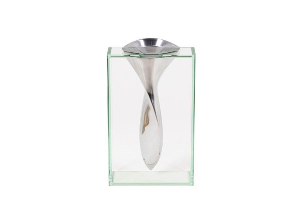 Lisa Mori, Pair Of Aluminium And Glass Vases, 1980s - Ls4379151