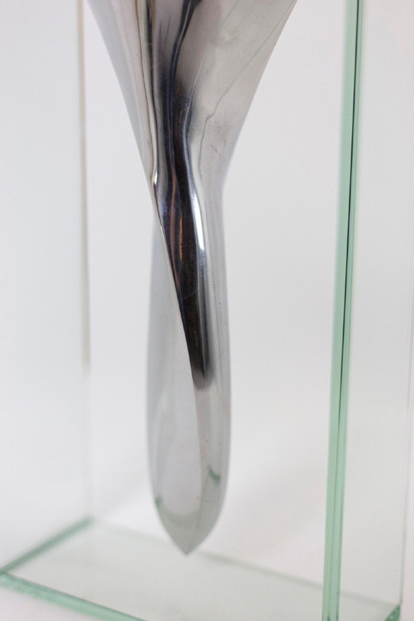 Lisa Mori, Pair Of Aluminium And Glass Vases, 1980s - Ls4379151