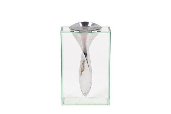 Lisa Mori, Pair Of Aluminium And Glass Vases, 1980s - Ls4379151