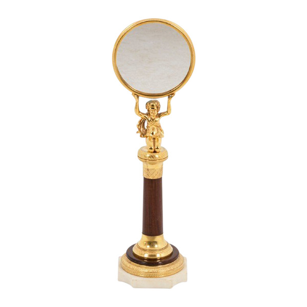 Petit Miroir En Acajou Et Bronze Doré, époque Empire - Op450301