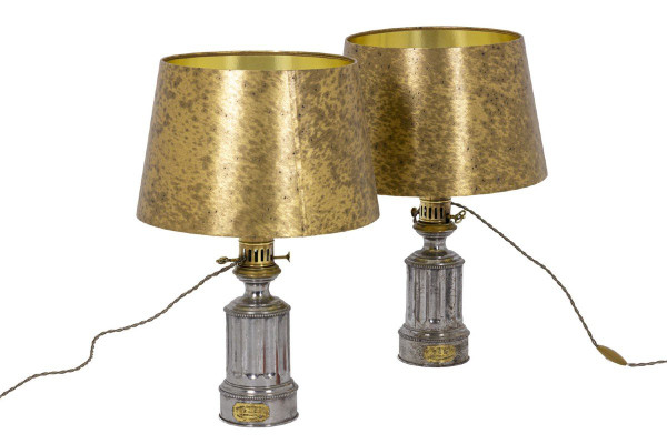 Coppia di lampade in peltro, 1880 circa - Ls4344621