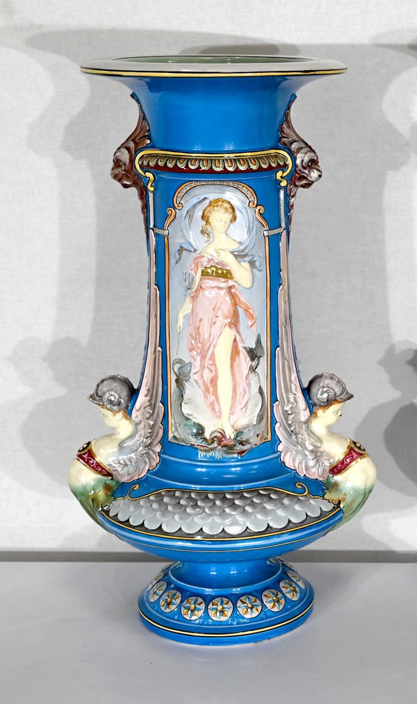 Pair of Vases, Creil-Montereau Earthenware – Mid-19th Century