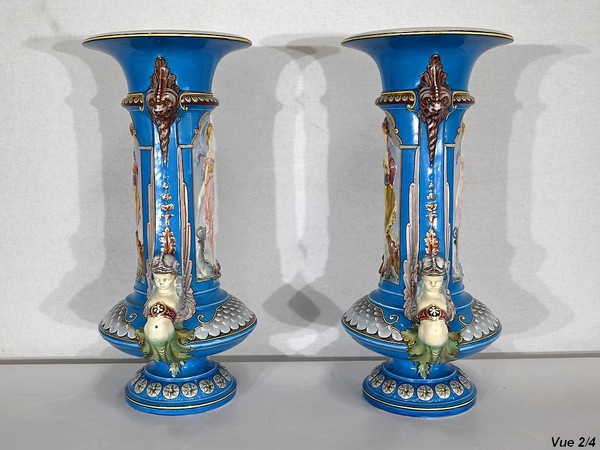 Pair of Vases, Creil-Montereau Earthenware – Mid-19th Century