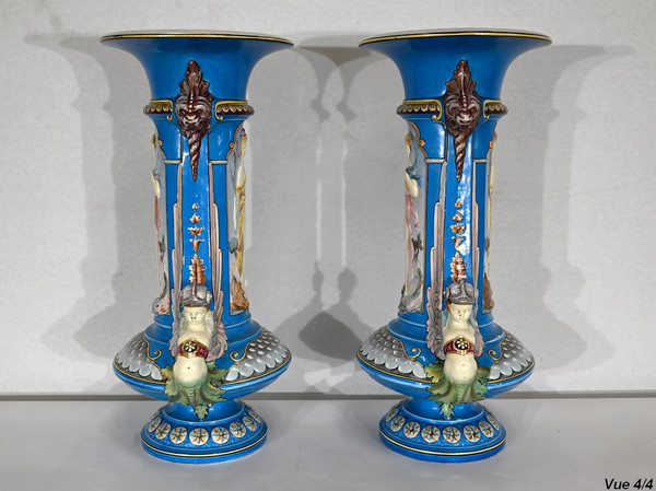 Pair of Vases, Creil-Montereau Earthenware – Mid-19th Century