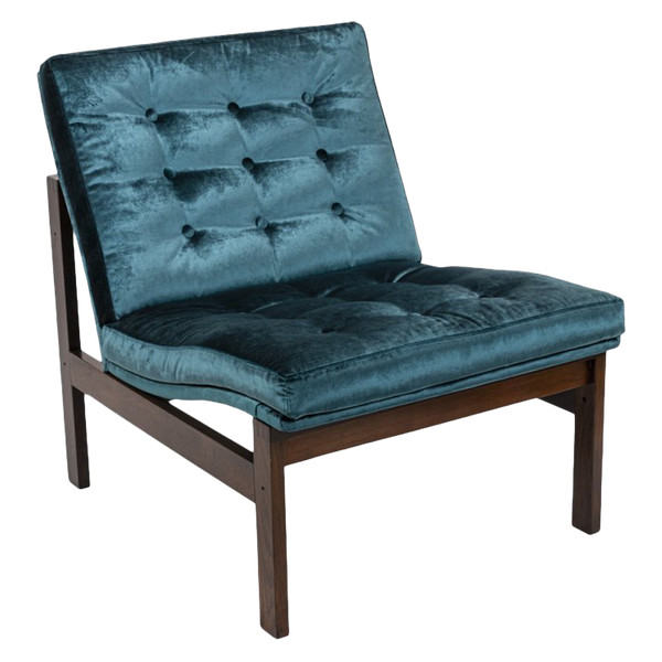 Danish France & Son Fireside Chair In Rosewood And Blue Velvet, 1962 - LS3705B1511