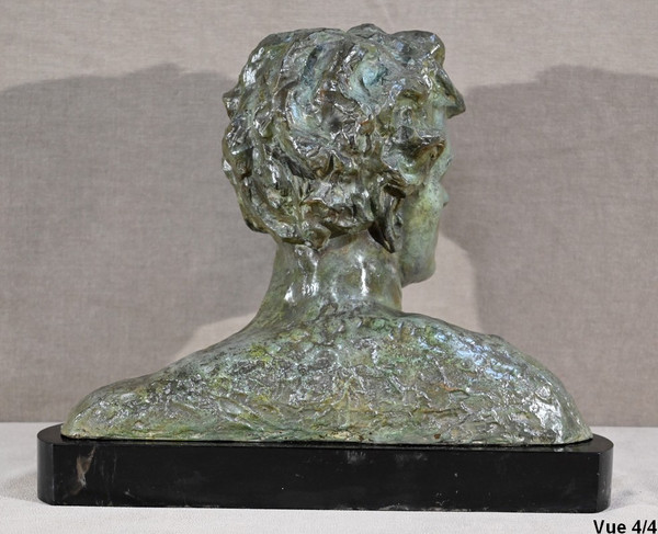 Grande bronzo "Jean Mermoz", firmato A.Ouline - Prima parte del XX secolo