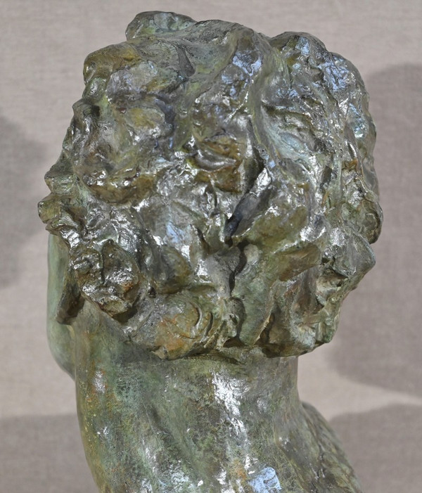 Grande bronzo "Jean Mermoz", firmato A.Ouline - Prima parte del XX secolo