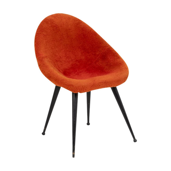 Poltrona a forma di uovo in metallo laccato nero, anni '50 - Ls4304101