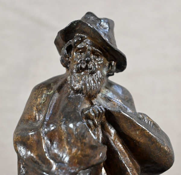Bronzo "Il pastore e il suo cane", firmato G.Omerth - Inizio XX secolo