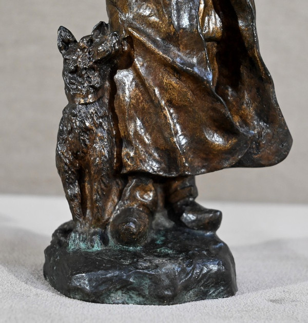 Bronzo "Il pastore e il suo cane", firmato G.Omerth - Inizio XX secolo