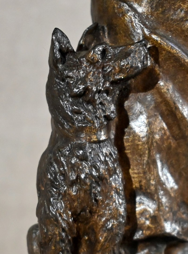 Bronzo "Il pastore e il suo cane", firmato G.Omerth - Inizio XX secolo