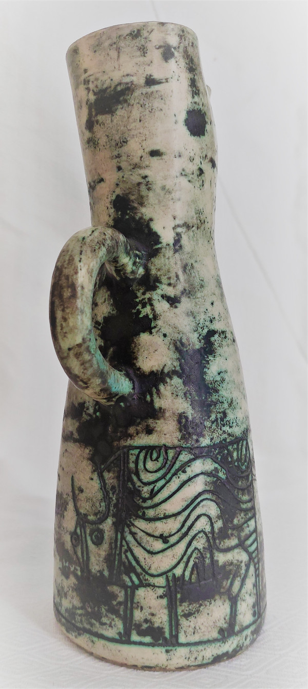 Pichet vase vintage en céramique française par Jacques Blin (circa 1950s)