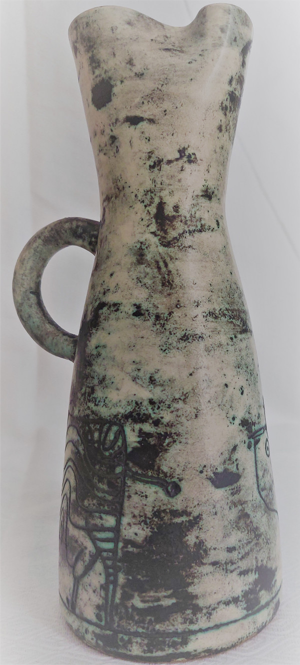 Pichet vase vintage en céramique française par Jacques Blin (circa 1950s)