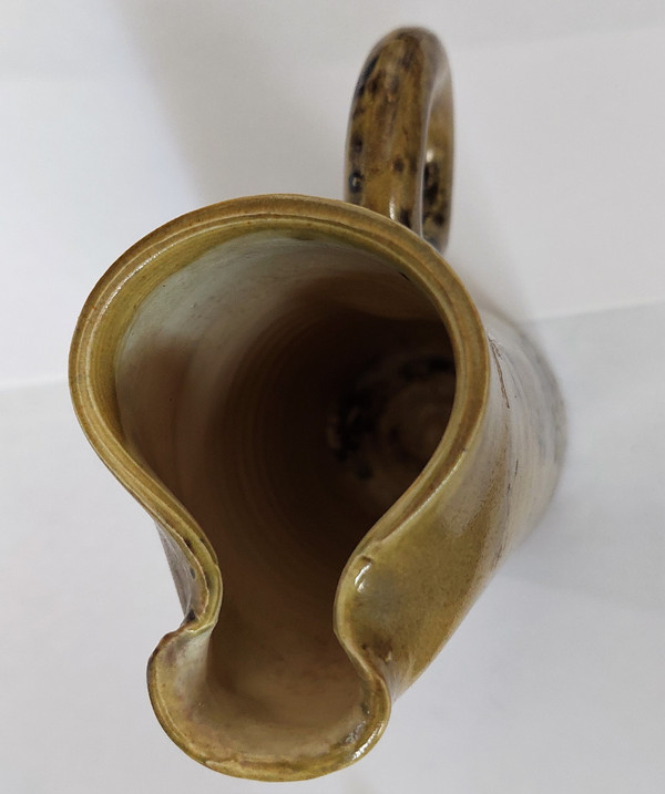 Vintage French ceramic vase pitcher by Jacques Blin (circa 1950s) Maron vase Shadock bird decor