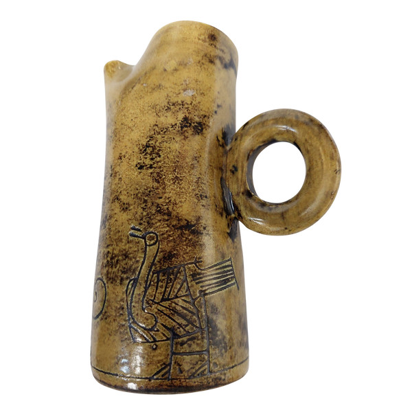 Vintage French ceramic vase pitcher by Jacques Blin (circa 1950s) Maron vase Shadock bird decor