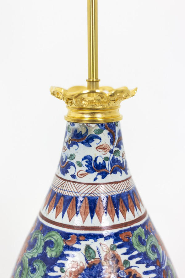 Coppia di lampade in maiolica di Delft e bronzo dorato, circa 1880 - LS4242671
