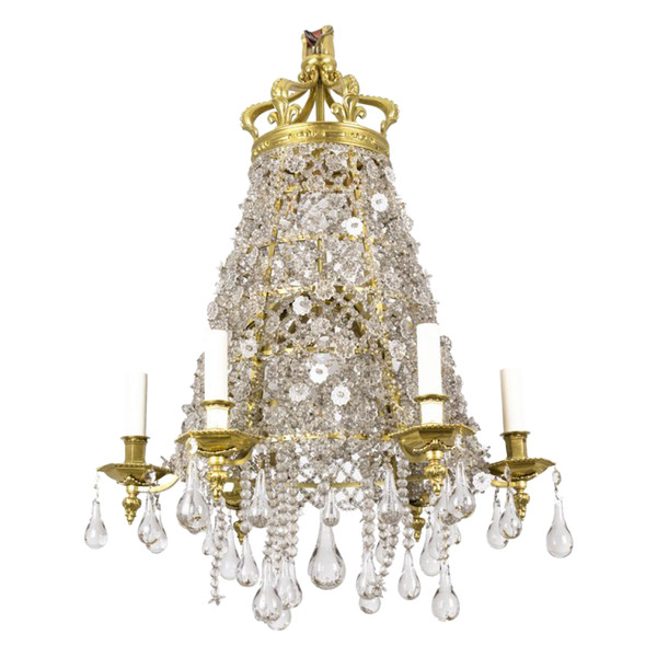 Lustre à Lacet En Cristal Et Bronze Doré, Circa 1880 - LS42001801