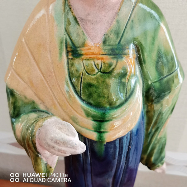 Statuetta in terracotta Dama di corte Cina alta 43cm XIX secolo