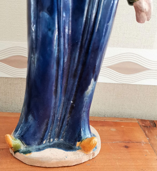 Statuetta in terracotta Dama di corte Cina alta 43cm XIX secolo