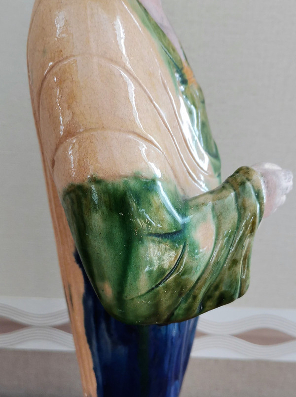 Statuetta in terracotta Dama di corte Cina alta 43cm XIX secolo