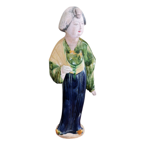 Statuetta in terracotta Dama di corte Cina alta 43cm XIX secolo