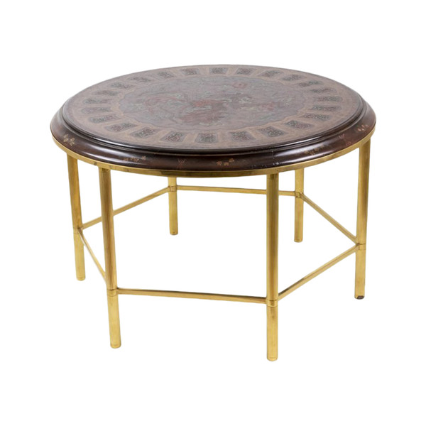 Table Basse En Laque Style Persan Et Bronze Doré, Années 1950 - Ls2221861