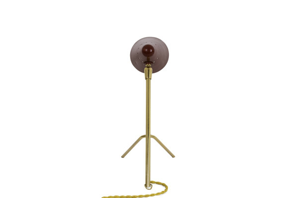 Lampada Piccola In Metallo Laccato Rosso E Ottone Dorato, Anni '50 - Op475101