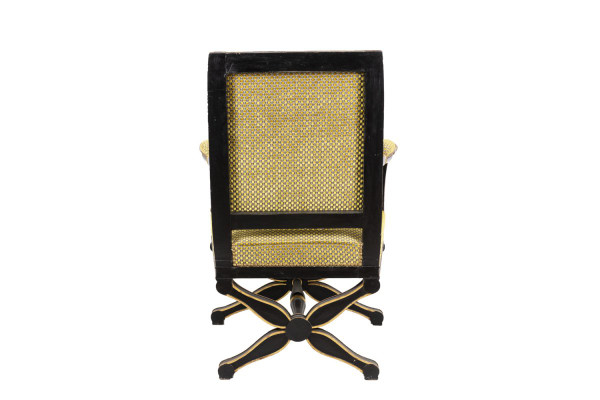 Fauteuil Style Empire Laqué Noir Et Or, Circa 1900 - Ls27441001