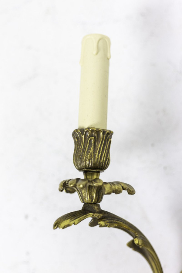 Pair Of Louis XV Style Sconces In Gilt Bronze, 1950s - Op480151