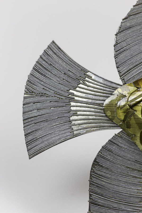 Pesce In Foglie Di Rame, Ottone E Peltro, Anni '70 - Op44281